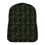 Black And Green Spider Web Pattern Print Casual Backpack