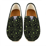 Black And Green Spider Web Pattern Print Casual Shoes