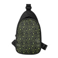 Black And Green Spider Web Pattern Print Sling Bag