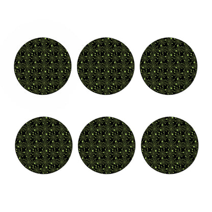 Black And Green Spider Web Pattern Print Coaster Set
