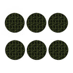 Black And Green Spider Web Pattern Print Coaster Set