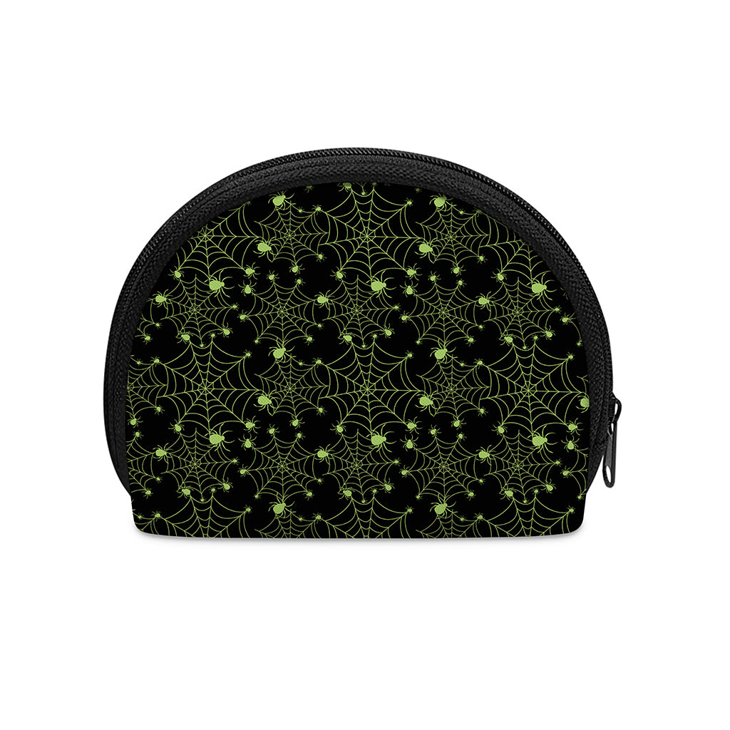 Black And Green Spider Web Pattern Print Coin Purse