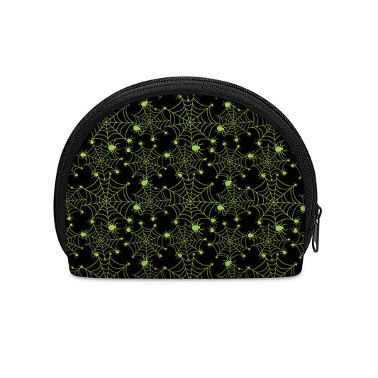 Black And Green Spider Web Pattern Print Coin Purse