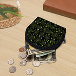 Black And Green Spider Web Pattern Print Coin Purse