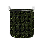 Black And Green Spider Web Pattern Print Collapsible Laundry Basket