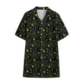 Black And Green Spider Web Pattern Print Cotton Hawaiian Shirt