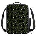 Black And Green Spider Web Pattern Print Crossbody Lunch Bag