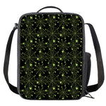 Black And Green Spider Web Pattern Print Crossbody Lunch Bag