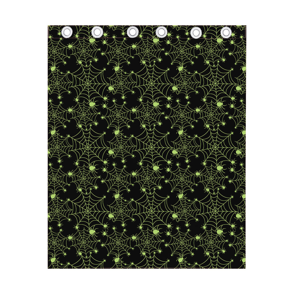 Black And Green Spider Web Pattern Print Curtain