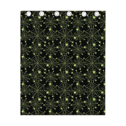 Black And Green Spider Web Pattern Print Curtain