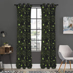 Black And Green Spider Web Pattern Print Curtain