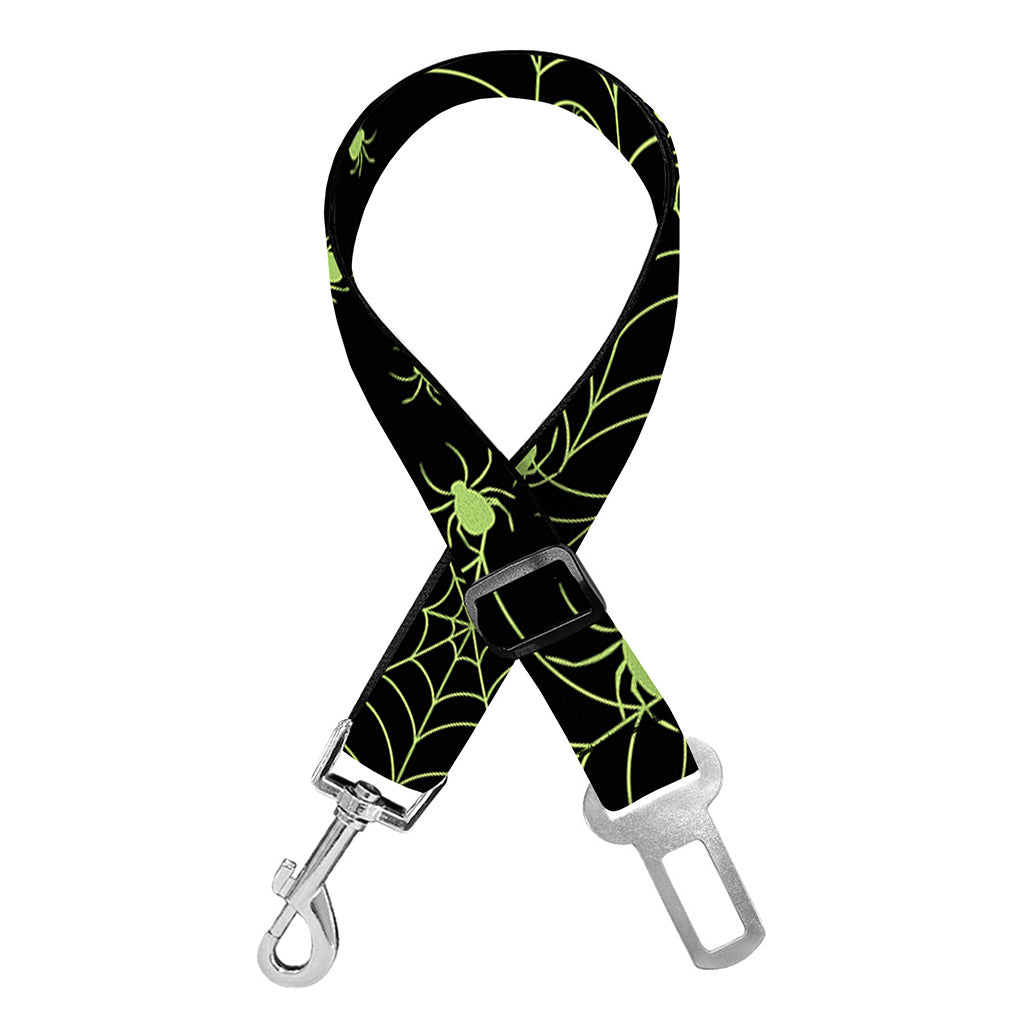 Black And Green Spider Web Pattern Print Dog Seat Belt