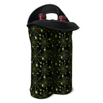 Black And Green Spider Web Pattern Print Double Neoprene Wine Tote