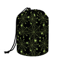 Black And Green Spider Web Pattern Print Drawstring Makeup Bag