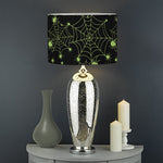 Black And Green Spider Web Pattern Print Drum Lamp Shade