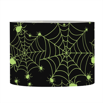 Black And Green Spider Web Pattern Print Drum Lamp Shade