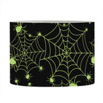 Black And Green Spider Web Pattern Print Drum Lamp Shade