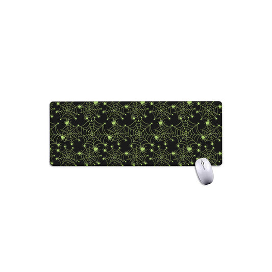 Black And Green Spider Web Pattern Print Extended Mouse Pad