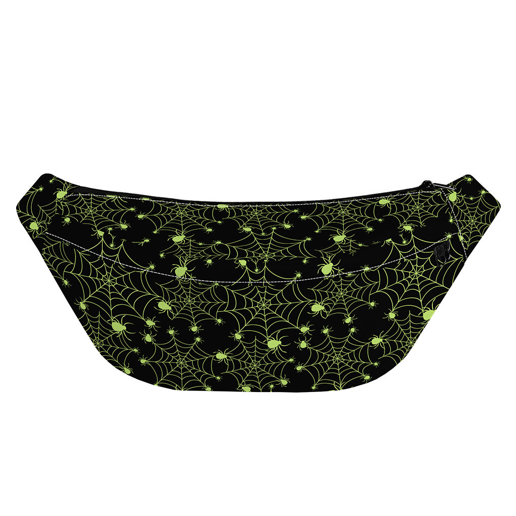 Black And Green Spider Web Pattern Print Fanny Pack