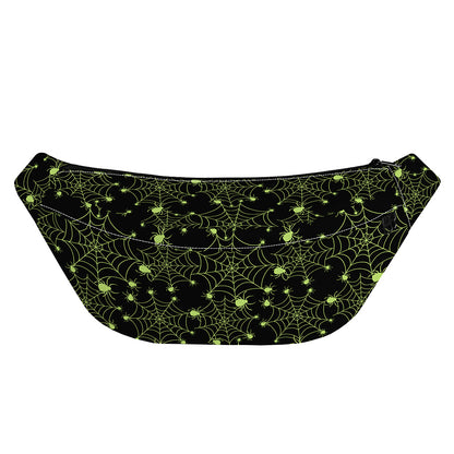 Black And Green Spider Web Pattern Print Fanny Pack