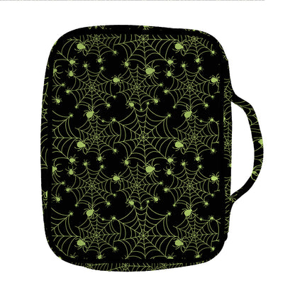 Black And Green Spider Web Pattern Print Front Pocket Bible Bag