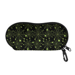 Black And Green Spider Web Pattern Print Glasses Case