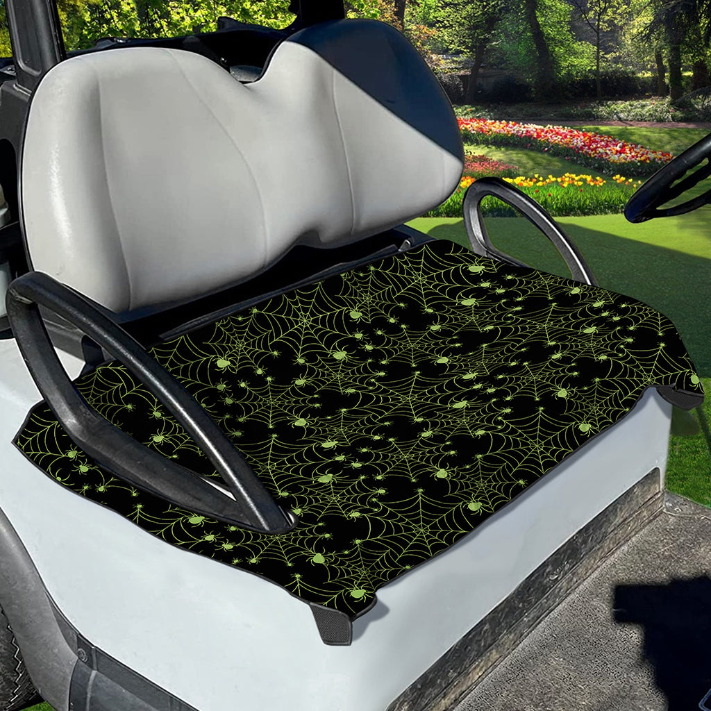 Black And Green Spider Web Pattern Print Golf Cart Seat Cover