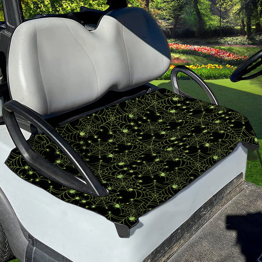 Black And Green Spider Web Pattern Print Golf Cart Seat Cover