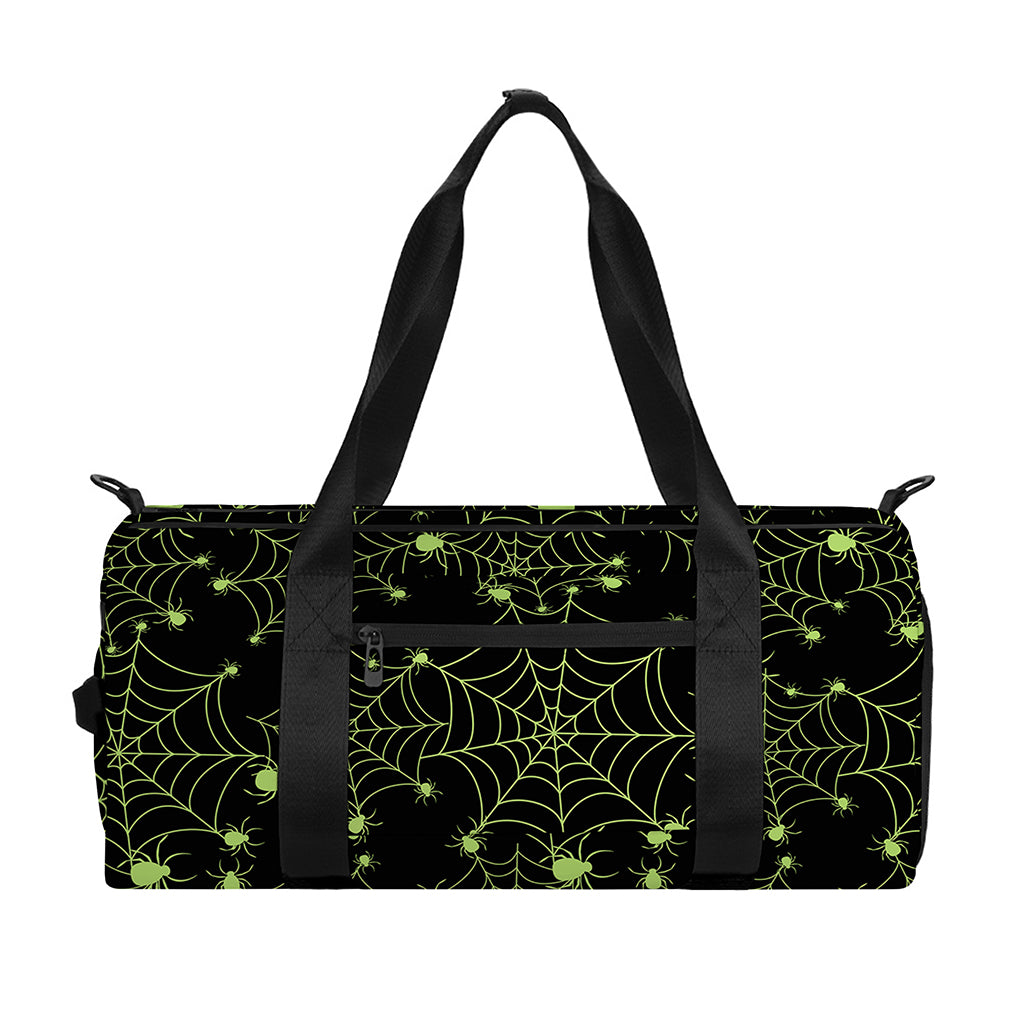Black And Green Spider Web Pattern Print Gym Bag