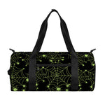 Black And Green Spider Web Pattern Print Gym Bag