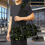 Black And Green Spider Web Pattern Print Gym Bag