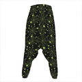 Black And Green Spider Web Pattern Print Hammer Pants