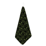 Black And Green Spider Web Pattern Print Hand Towel