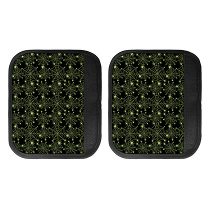 Black And Green Spider Web Pattern Print Handle Covers
