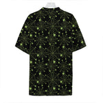 Black And Green Spider Web Pattern Print Hawaiian Shirt
