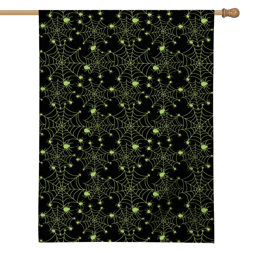 Black And Green Spider Web Pattern Print House Flag