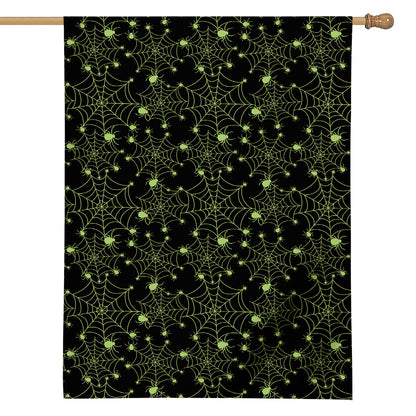 Black And Green Spider Web Pattern Print House Flag