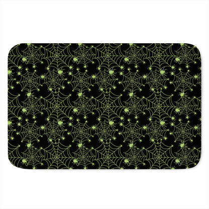 Black And Green Spider Web Pattern Print Indoor Door Mat