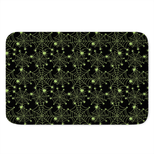 Black And Green Spider Web Pattern Print Indoor Door Mat