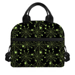 Black And Green Spider Web Pattern Print Insulated Lunch Bag