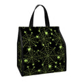 Black And Green Spider Web Pattern Print Insulated Lunch Tote