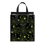 Black And Green Spider Web Pattern Print Insulated Lunch Tote