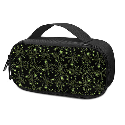 Black And Green Spider Web Pattern Print Insulin Cooler Travel Case