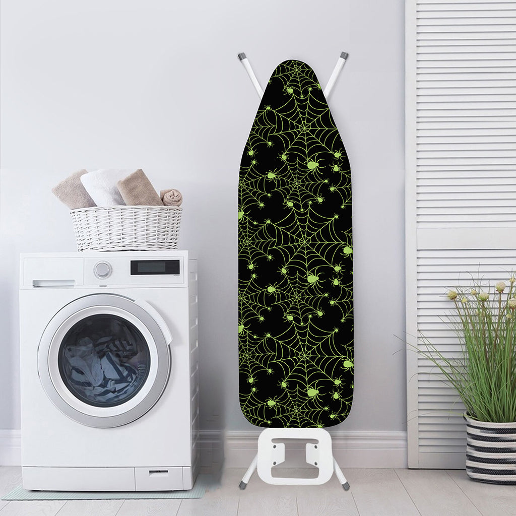Black And Green Spider Web Pattern Print Ironing Board Cover