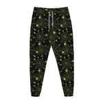 Black And Green Spider Web Pattern Print Jogger Pants