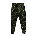 Black And Green Spider Web Pattern Print Jogger Pants