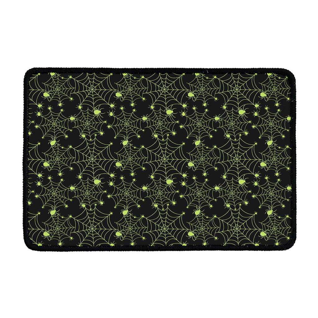 Black And Green Spider Web Pattern Print Kitchen Mat