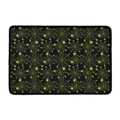 Black And Green Spider Web Pattern Print Kitchen Mat