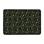 Black And Green Spider Web Pattern Print Kitchen Mat