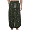 Black And Green Spider Web Pattern Print Lantern Pants
